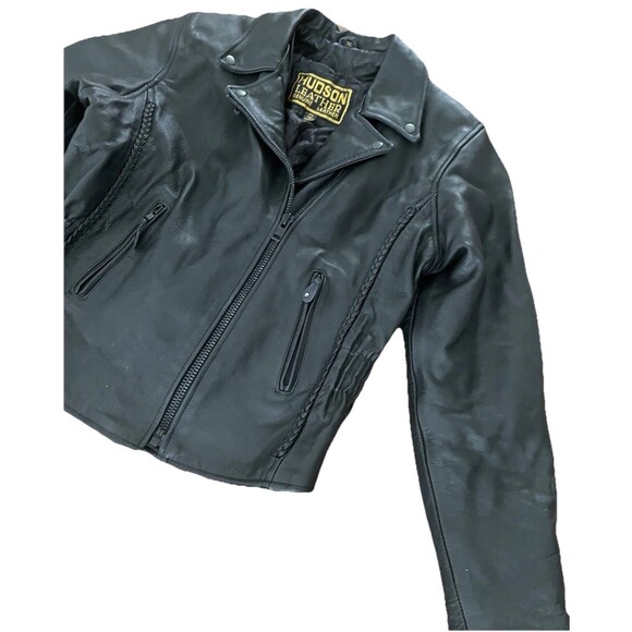Hudson Other - Vintage Hudson Leather Moto Edgy Motorcycle Biker Braid Cinch Lined Jacket